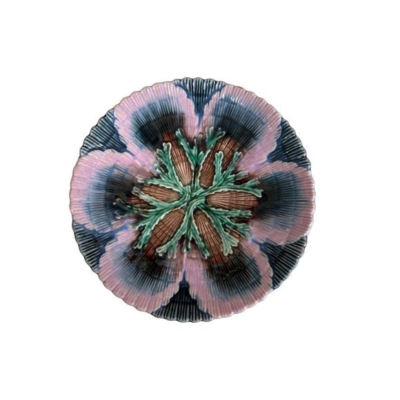 Antique Etruscan Majolica Seaweed Shell Design Plate 6” Collector Gift NOTE Holi - Picture 3 of 16